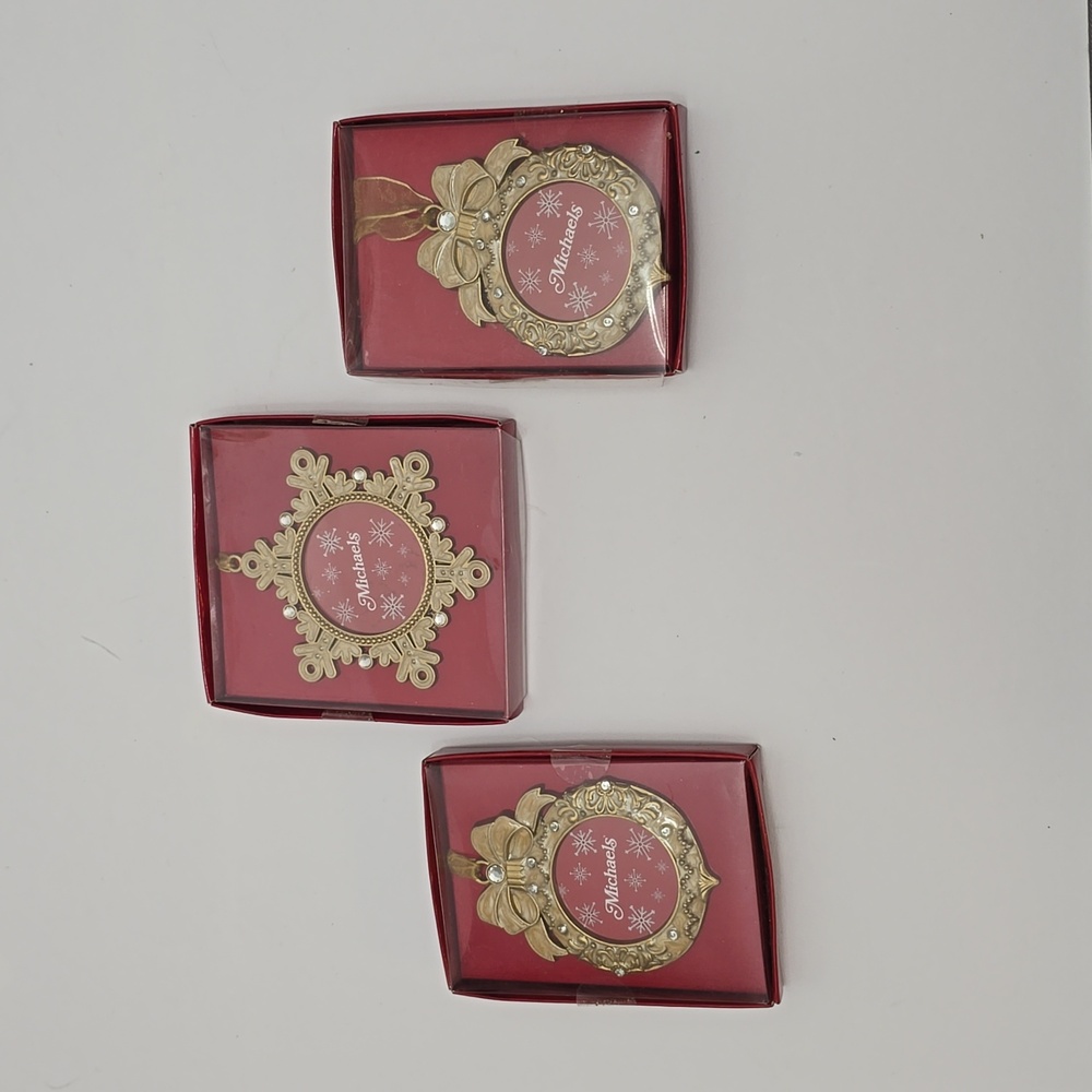 Set of 3 Michael's Mini Rhinestone Hanging Holiday Metal Frames